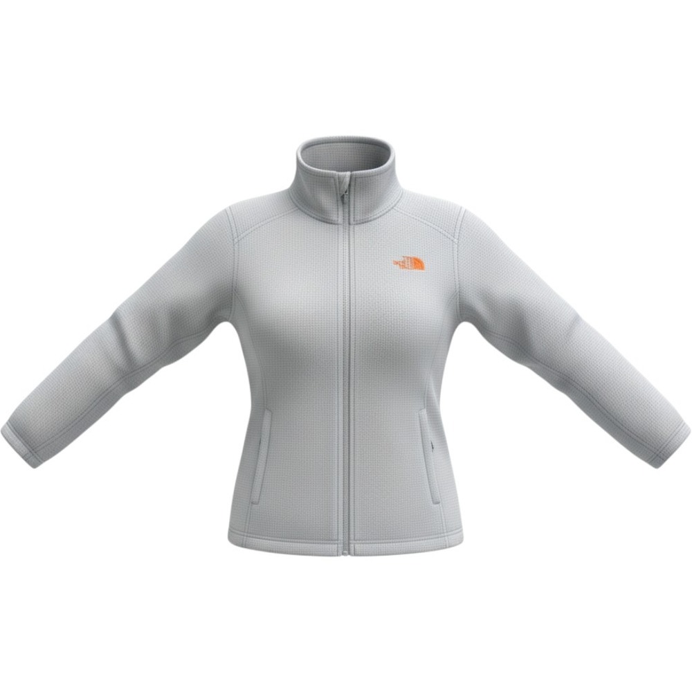 The North Face TKA 100 Full Zip Fleece Jacket Grey Orange Logo Womens Small